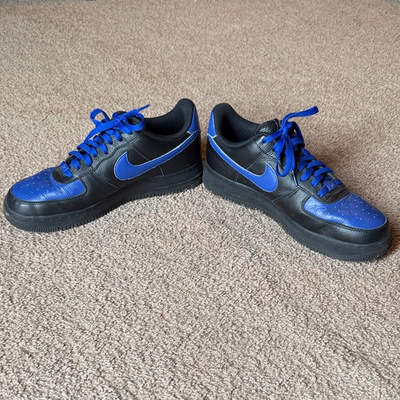 Nike Men’s Black and Blue Air Force 1 Custom Sneakers - Picture 3 of 6